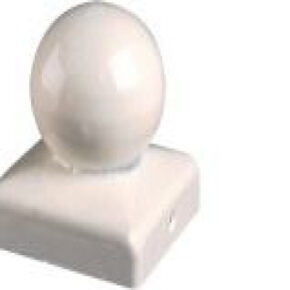 Paalornament bol wit voor tuinpaal 91mm