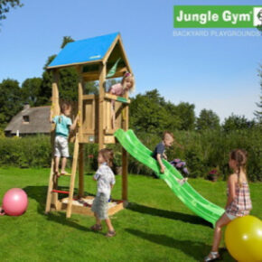 Houten speeltoestellen Jungle Castle met glijbaan