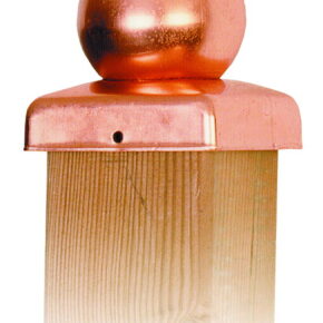 Paalornament koper bol voor tuinpaal 71x71mm