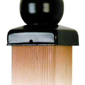 Paalornament zwart bol voor tuinpaal 91mm