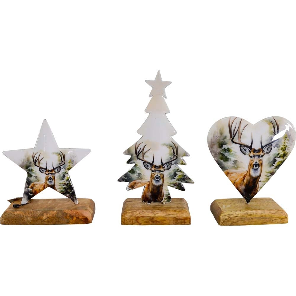 Emaille figuren op voet, 3 assorti