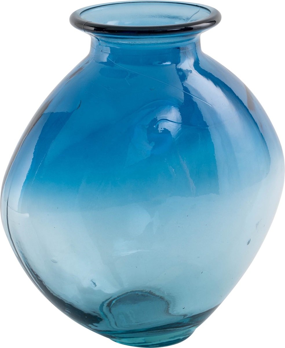 Vaas Antonio gerecycled glas blauw d24x26cm