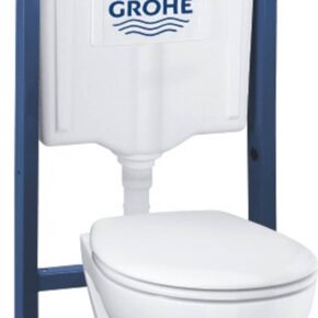 Grohe Solido Compact 5-in-1 toiletset met witte softclose zitting en chromen drukplaat