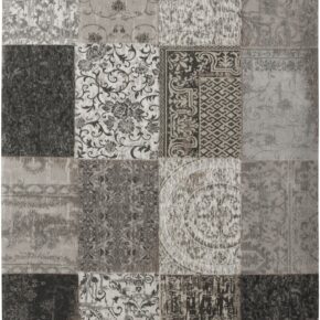 Louis de Poortere - 8101 Vintage Patchwork Black & White - 80x150 cm Vloerkleed