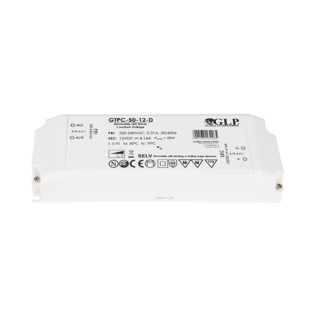 50W - 12V Professionele compacte dimbare led driver