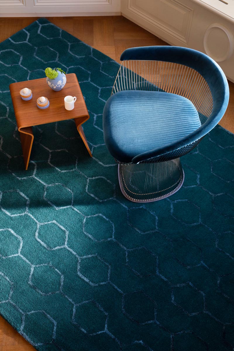 Wedgwood - Wedgewood Gio Teal 039107 - 250x350 cm Vloerkleed