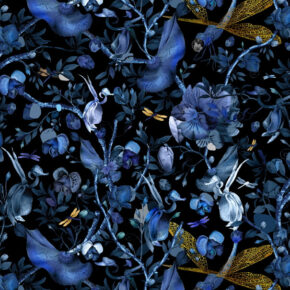 Moooi Carpets - Biophilla Blue Black - 350 rond Vloerkleed