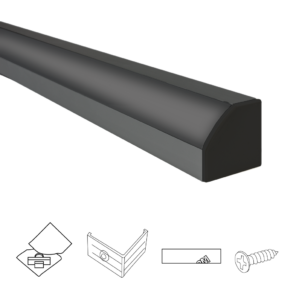Aluminium ledstrip hoekprofiel zwart 4M breed - Compleet met afdekkap