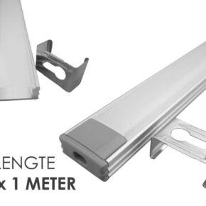Aluminium ledstrip profiel opbouw 10M - 8 mm hoog - compleet met afdekkap