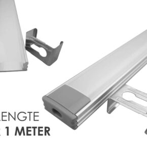 Aluminium ledstrip profiel opbouw 5M - 8 mm hoog - compleet met afdekkap