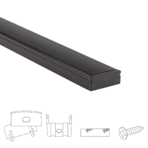 Aluminium ledstrip profiel zwart opbouw 4M - 7 mm hoog - compleet met afdekkap