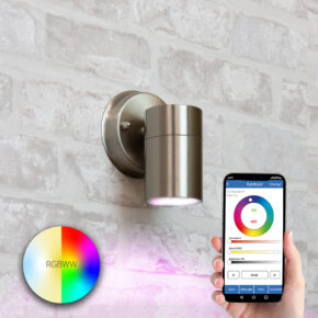 Aluminium wandlamp voor buiten met slimme Milight GU10 spot - Rond