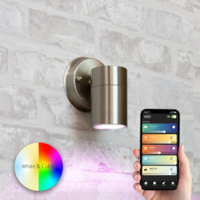 Aluminium wandlamp voor buiten met Zigbee GU10 spot - Rond