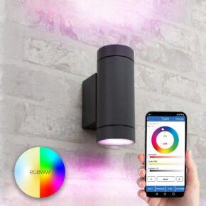 Antraciete up down wandlamp voor buiten met Milight GU10 spots - Rond