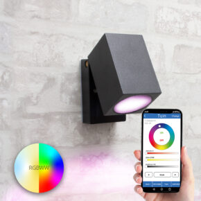 Antraciete wandlamp voor buiten met Milight GU10 spot - Rechte kantelbare downlight