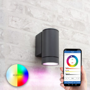 Antraciete wandlamp voor buiten met Milight GU10 spot - Ronde downlight