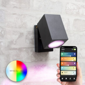 Antraciete wandlamp voor buiten met Zigbee GU10 spot - Rechte kantelbare downlight