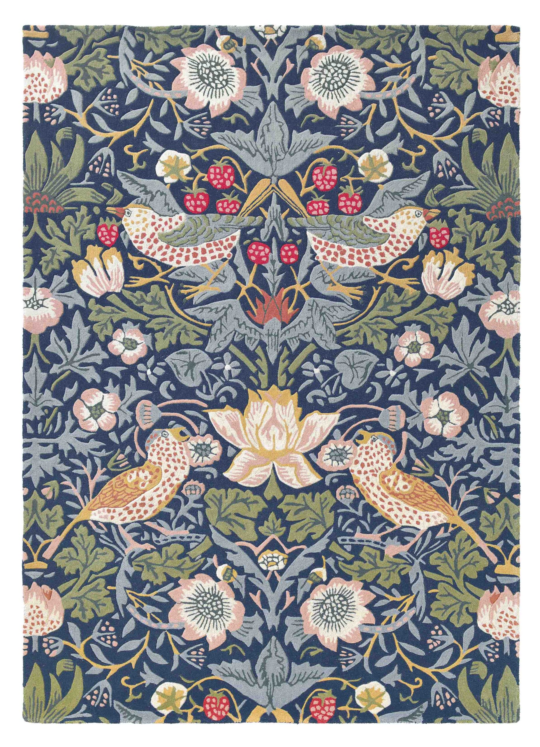 Morris & Co - Strawberry Thief indigo 27708 - 250x350 cm Vloerkleed