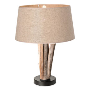 Home sweet home tafellamp Bindy houten takken & lampenkap Melrose - taupe