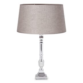 Home sweet home tafellamp Candle vierkant chroom & transparante lampenkap - Melrose - grijs