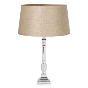 Home sweet home tafellamp Candle vierkant chroom & transparante lampenkap - Melrose - taupe