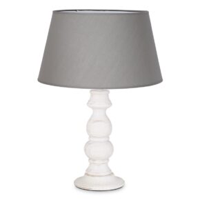 Home sweet home tafellamp Banjo vintage wit & lampenkap Largo - grijs