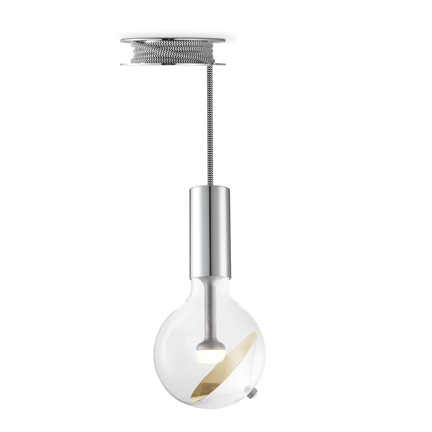 Move Me hanglamp Pulley - chroom / Cone 5,5W - zilver goud