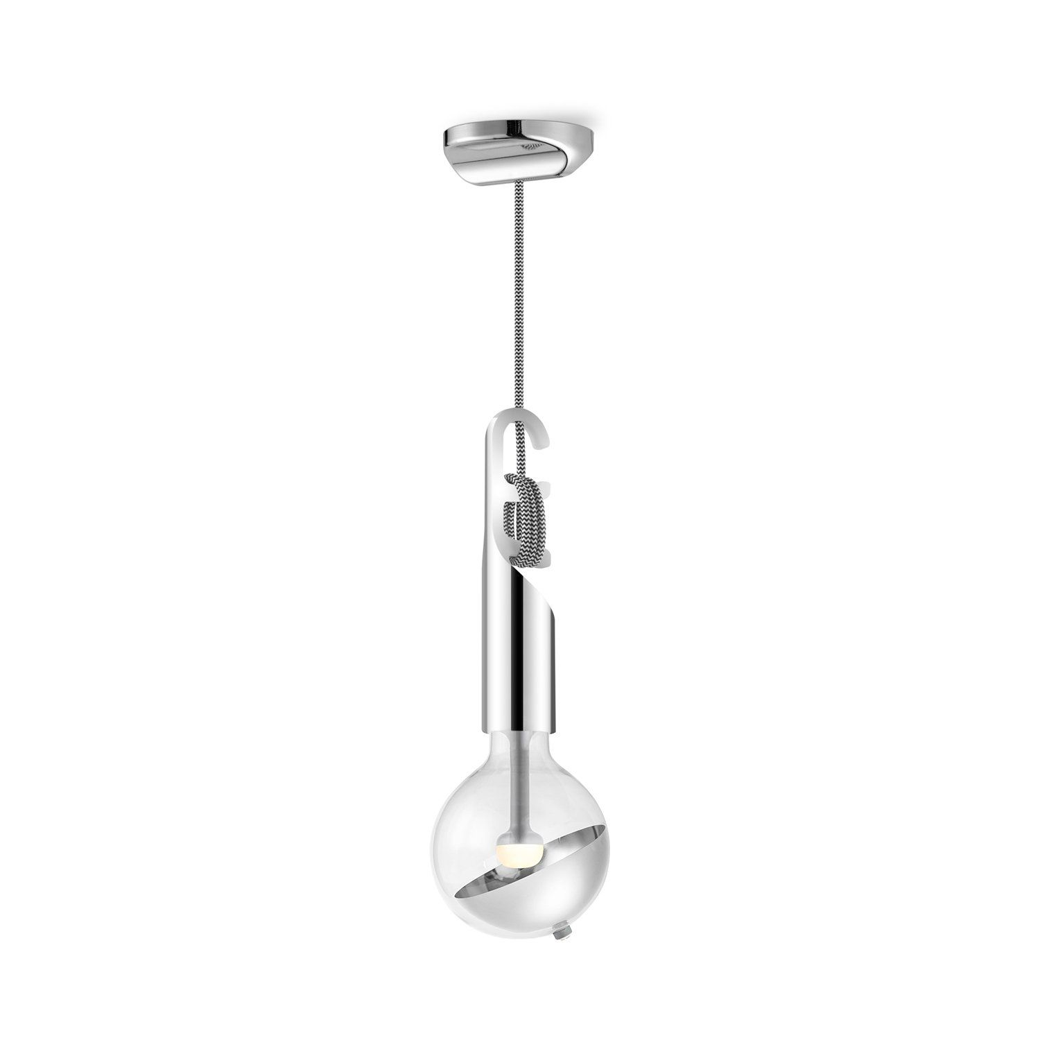 Move Me hanglamp Twist - chroom / Sphere 5,5W - zilver