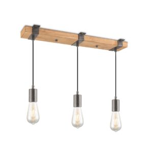 Home sweet home denton hanglamp 3L mat staal - hout / burned metal