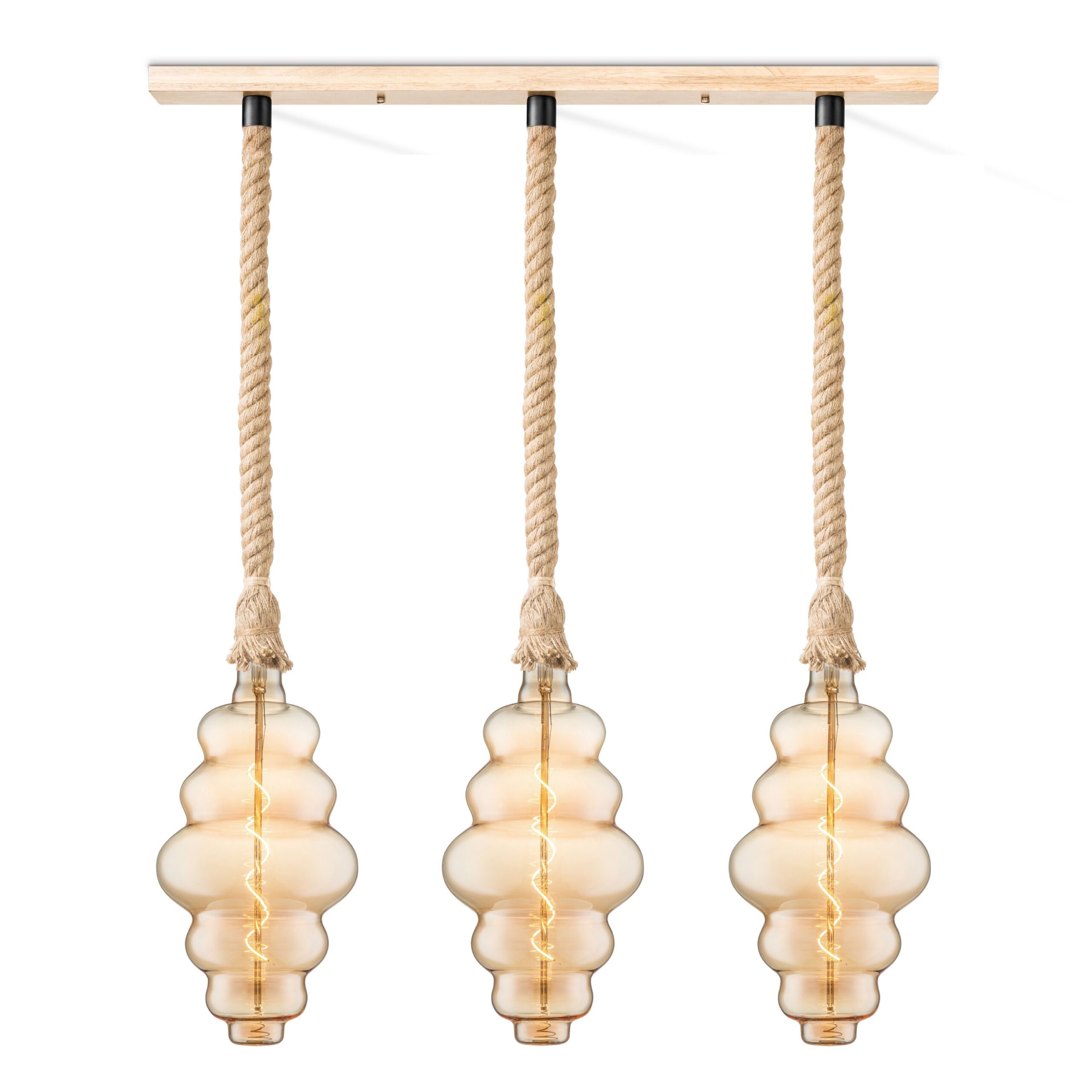 Home sweet home touw hanglamp Leonardo 3L Cloud - amber