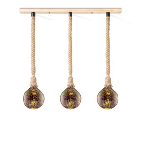 Home sweet home touw hanglamp Leonardo 3L Globe - multicolor