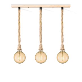 Home sweet home touw hanglamp Leonardo 3L Globe - amber