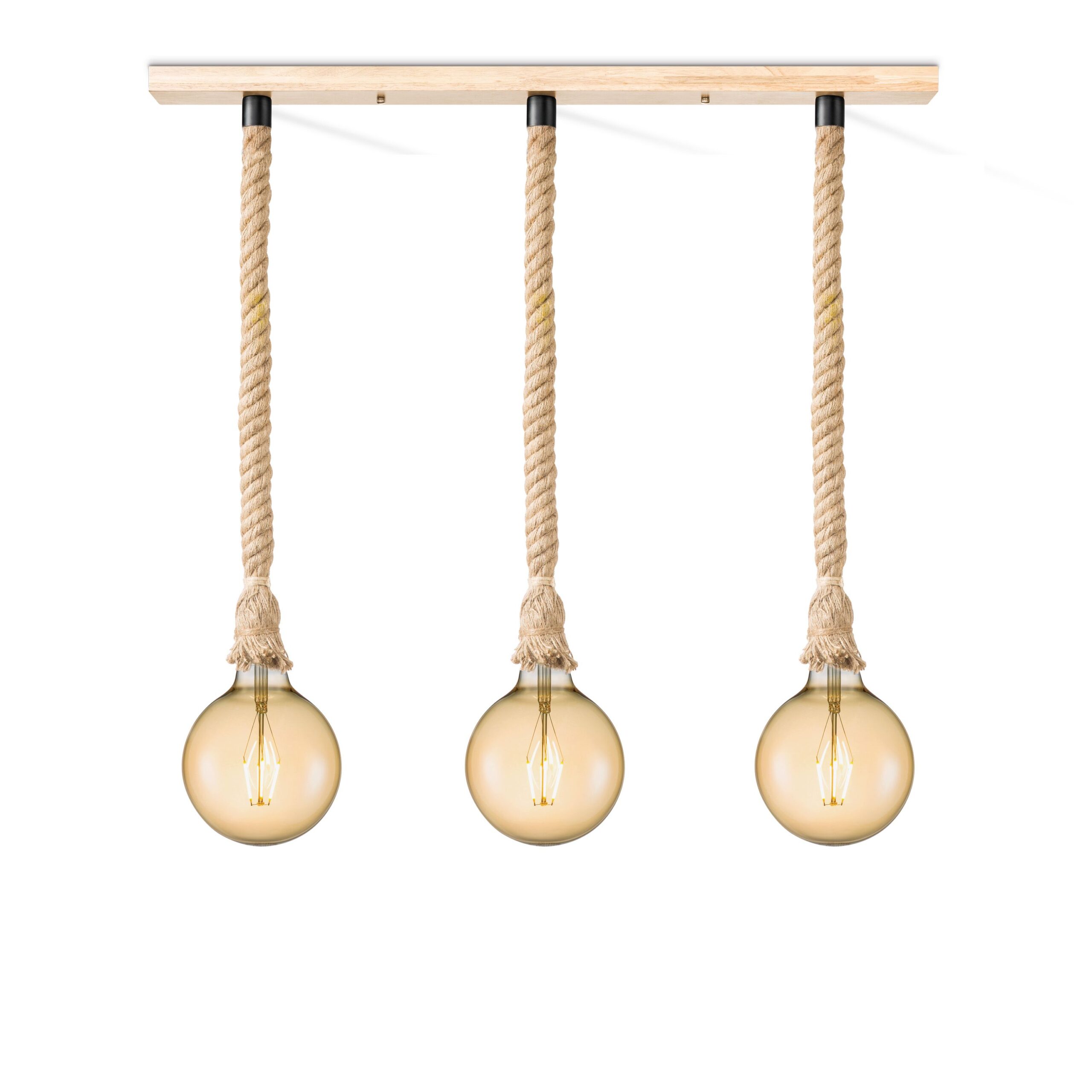 Home sweet home touw hanglamp Leonardo 3L Globe - amber