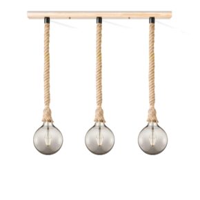 Home sweet home touw hanglamp Leonardo 3L Globe - smoke