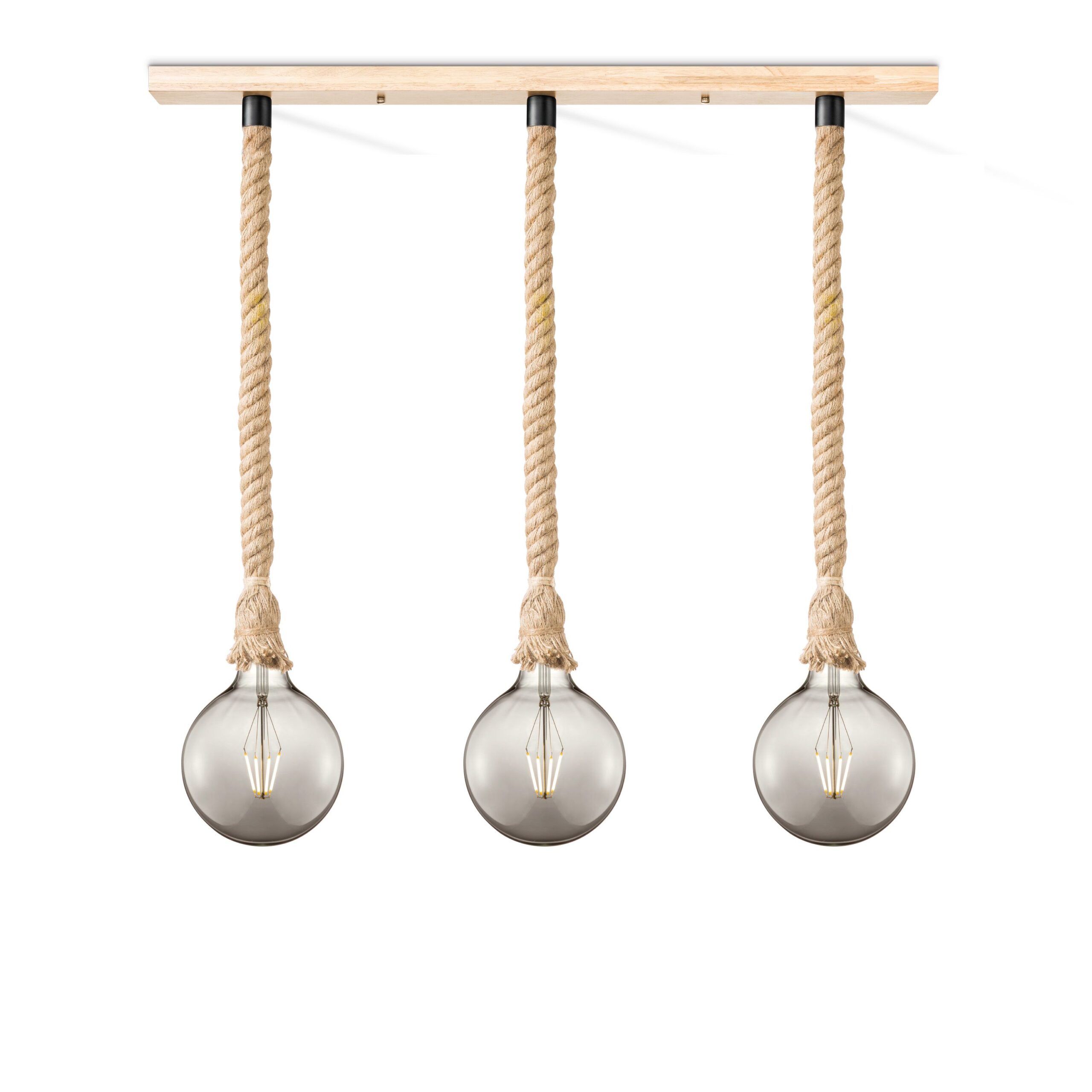 Home sweet home touw hanglamp Leonardo 3L Globe - smoke