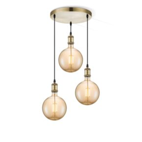 Home sweet home hanglamp Vintage brons 3L Globe g180 - amber