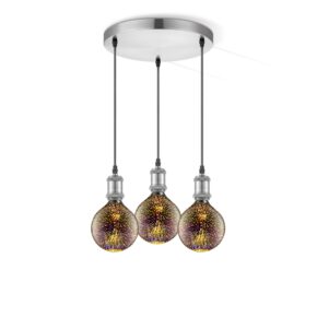 Home sweet home hanglamp Vintage 3L Globe 3D - multicolor