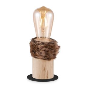 Home sweet home furdy tafellamp small hout / bont