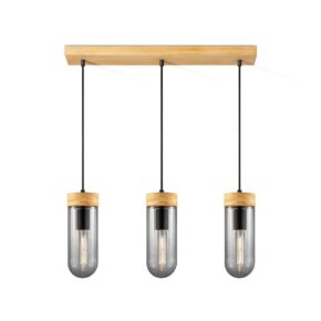 Home sweet home capri hanglamp 3L klein hout/glas