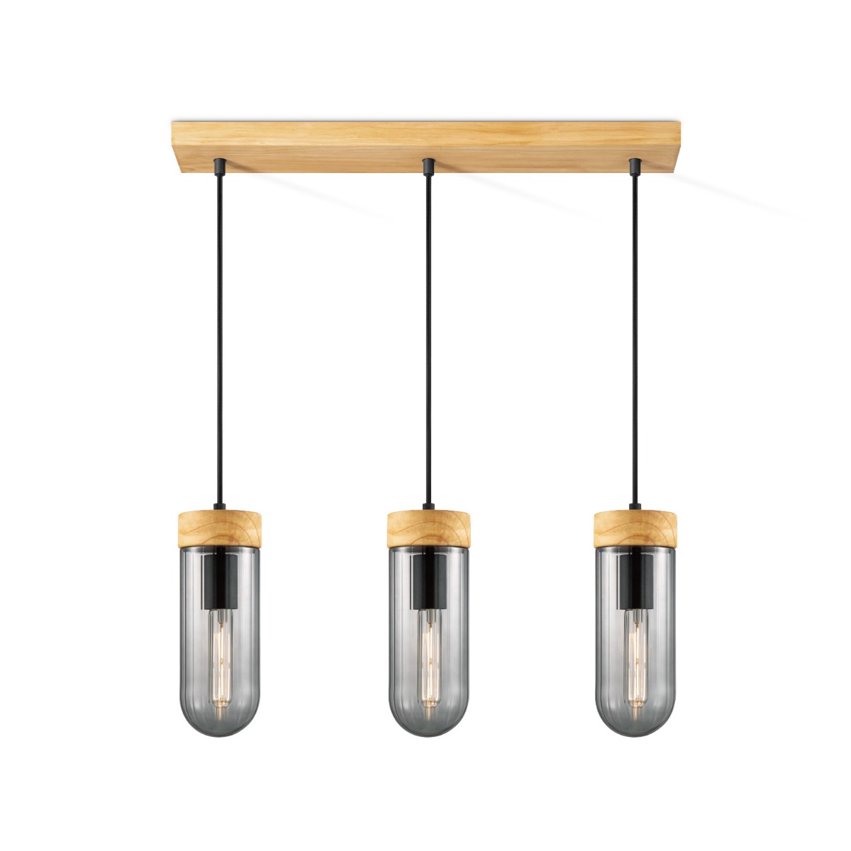 Home sweet home capri hanglamp 3L klein hout/glas