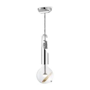 Move Me hanglamp Twist - chroom / Cone 5,5W - zilver goud
