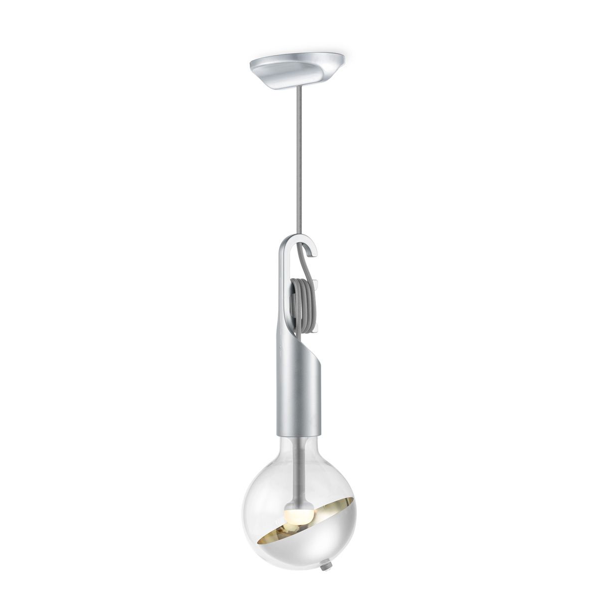 Move Me hanglamp Twist - grijs / Sphere 5,5W - zilver goud