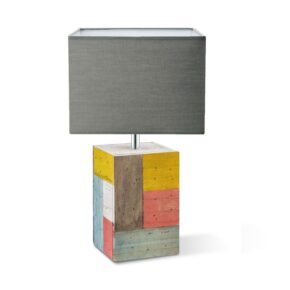 Home sweet home tafellamp Tora gekleurd hout beachlook & lampenkap Block 25 - antraciet