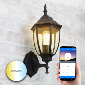 Klassieke rechte zwarte wandlamp voor buiten met E27 Milight slimme verlichting led lamp