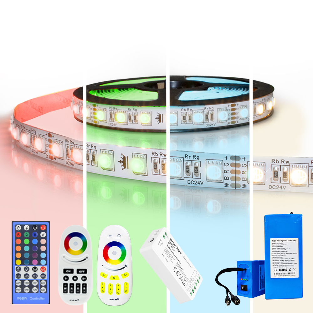 Led strip op batterij RGBW Premium complete set 1 meter