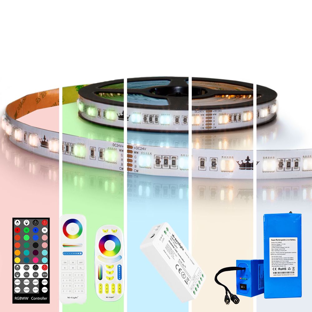 Led strip op batterij RGBWW Premium complete set 4 meter
