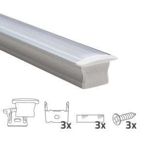 Led strip profiel inbouw Hoog model - compleet met afdekkap 1 meter 15 mm hoog