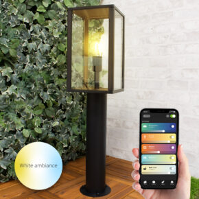 Moderne staande lamp voor buiten met E27 Zigbee filament led lamp