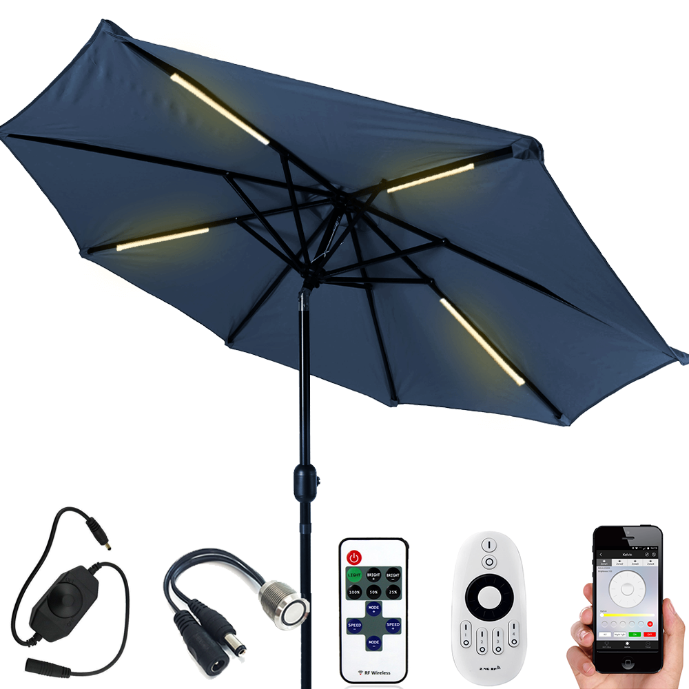 Parasolverlichting led strip set Warm Wit - 4 led strips
