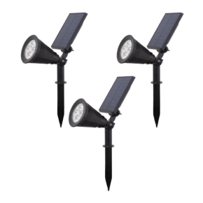 Solar spot Highlight voor wandmontage of grondspies warm wit voordeelset 3